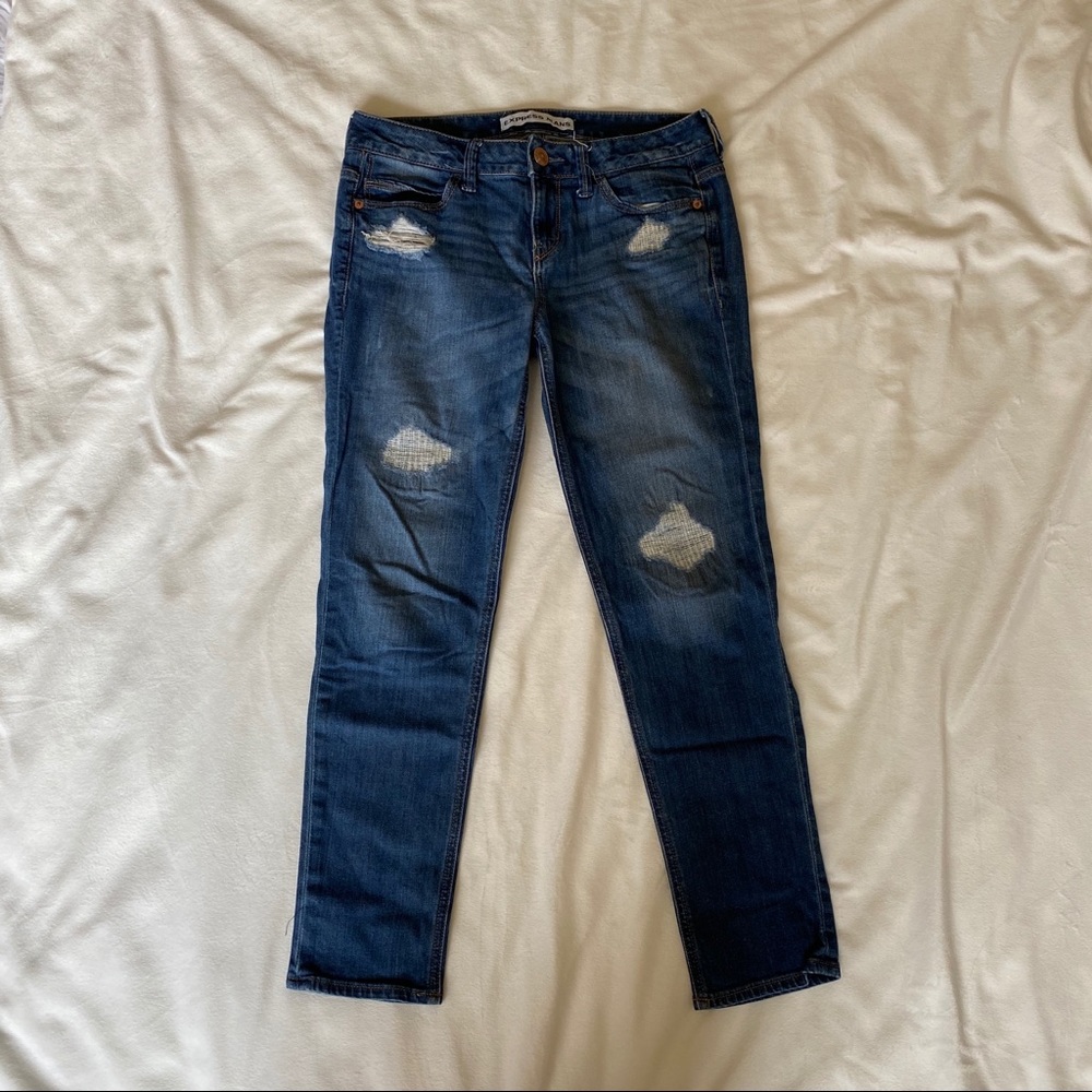 Express Women's Boyfriend Jeans - Dark Blue